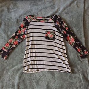 A stripes and floral shirt